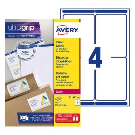 ETIQUETTES BLANCHE 99,1X139 *BTE400* LASER AVERY L7169-100 FSC