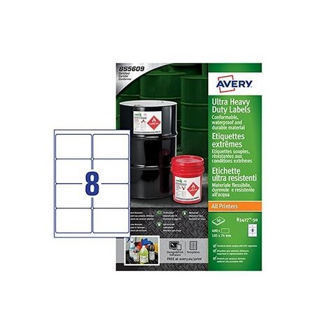 ETIQUETTES EXTREME *BOITE x400* POLYETHYLENE LASER/JE 105X74MM