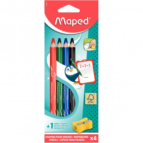 ETUI DE 4 CRAYONS EFFAÇABLE MARKERPEPS ASSORTIS + 1 TAILLE CRAYON