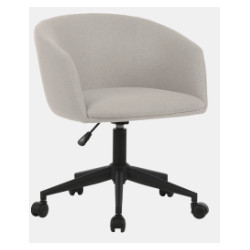 FAUTEUIL ARCO ASSISE+DOSSIER TISSU BEIGE LIN- PIETEMENT SUR ROULETTES