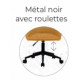 FAUTEUIL ARCO ASSISE+DOSSIER TISSU BEIGE LIN- PIETEMENT SUR ROULETTES
