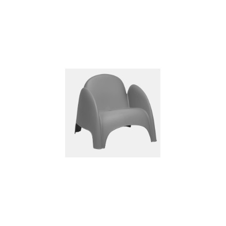 FAUTEUIL BAS INTERIEUR EXTERIEUR GRIS PP TRAITE ANTI UV ET RESISTANT A L EAU L81,5 ASSISE H 37 X P 76 CL DOSSIER H33 CM DEPUIS L