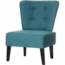 FAUTEUIL BRIGHTON BLEU STYLE VINTAGE STRUCURE PIN MASSIF ET AGGLOMERE TISSU POLYESTER NON DEHOUSSABLE PIED HETRE MASSIF ASSISE H