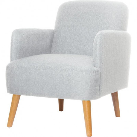 FAUTEUIL BROOKS GRIS CLAIR PIEDS HETRE MASSIF VERNIS à assembler H79 L62 P77/ ASSISE H44 P52 TISSU POLYESTER struct. pin massif 