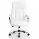 FAUTEUIL DE DIRECTION SIMILI CUIR BLANC BASE ACIER MAX