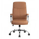 FAUTEUIL DE DIRECTION SIMILI CUIR CREME BASE ACIER MAX