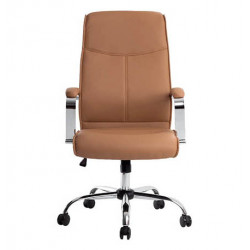 FAUTEUIL DE DIRECTION SIMILI CUIR CREME BASE ACIER MAX