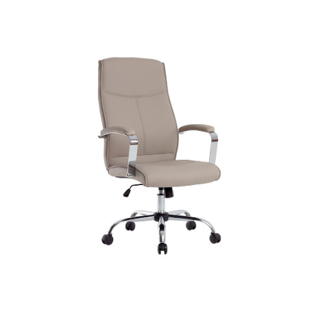 FAUTEUIL DE DIRECTION SIMILI CUIR GRIS BASE ACIER MAX