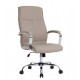 FAUTEUIL DE DIRECTION SIMILI CUIR GRIS BASE ACIER MAX