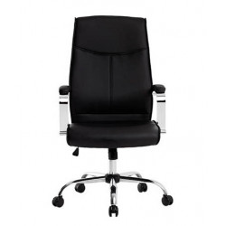 FAUTEUIL DE DIRECTION SIMILI CUIR NOIR BASE ACIER MAX