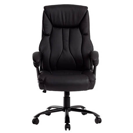 FAUTEUIL DE DIRECTION SIMILI CUIR NOIR BASE ACIER MAX
