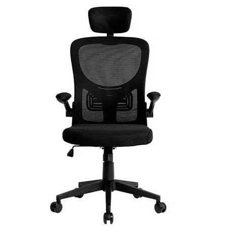 FAUTEUIL ERGONOMIQUE NOIR MAILLE BASE NYLON HAUTEUR MAX