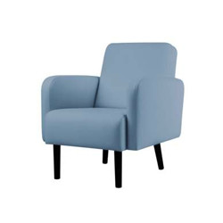FAUTEUIL L71 P81.5 HT83 SIMILI CUIR BLEU- DIM.ASSISE : L53 P55 HT43- PIETEMENT HETRE MASSIF LAQUÉ NOIR