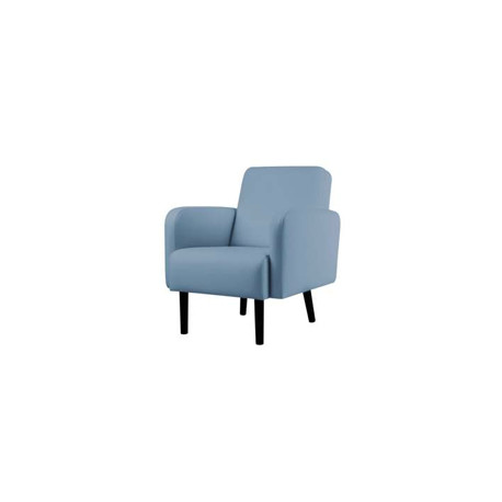 FAUTEUIL L71 P81.5 HT83 SIMILI CUIR BLEU- DIM.ASSISE : L53 P55 HT43- PIETEMENT HETRE MASSIF LAQUÉ NOIR