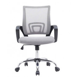 FAUTEUIL OPERATEUR BLANC/GRIS MAILLE BASE METAL