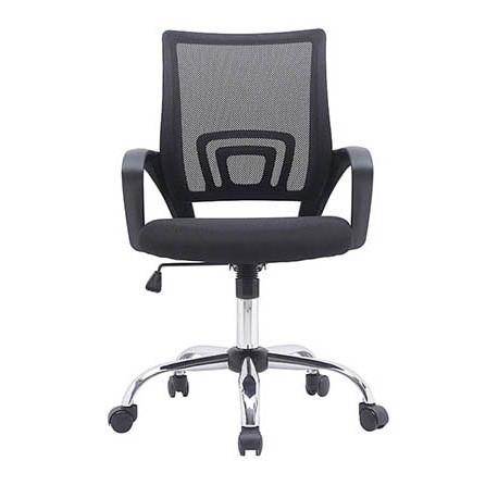 FAUTEUIL OPERATEUR NOIR MAILLE BASE METAL CHROME