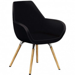 FAUTEUIL TOPLINE SIMILI CUIR   piét.bois hêtre naturel non feu EN 1021,1 ET 2 RECYCLABLE