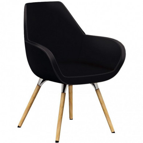 FAUTEUIL TOPLINE SIMILI CUIR   piét.bois hêtre naturel non feu EN 1021,1 ET 2 RECYCLABLE
