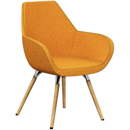 FAUTEUIL TOPLINE TISSU JAUNE MOUTARDE  piét.bois hêtre naturel non feu EN 1021,1 ET 2 RECYCLABLE