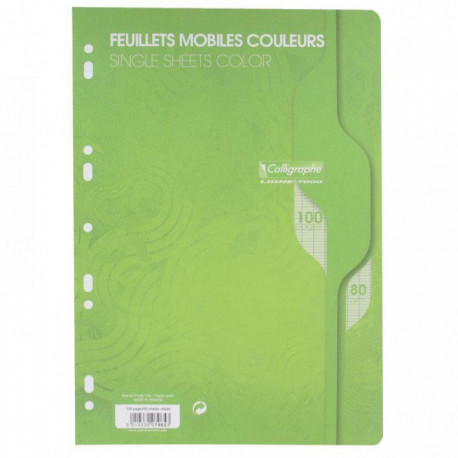 FEUILLE  MOBILE (100 PAGES) FORMAT 21X29,7CM SÉYÈS 80G COLORIS VERT PQT50