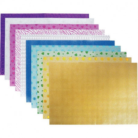 FEUILLES PAILLETÉES HOLOGRAPHIQUES ADHESIVES A4 POCH. DE 10