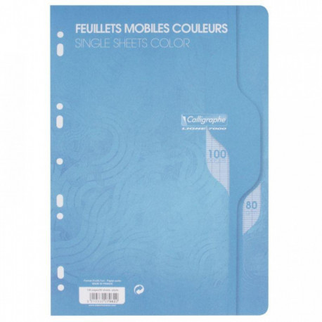 FEUILLETS MOBILES COPIES SIMPLES A4 Grands carreaux SEYES - PQT 50 - BLEU (100P) 80G CALLIGRAPHE - FAB FR -PEFC- 100% recyclable