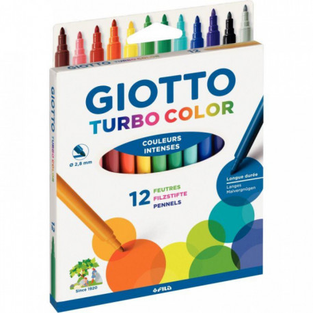 FEUTRE COLORIAGE POINTE MOYENNE PQT12 TURBO COLOR ASSORTIS GIOTTO