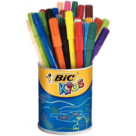 FEUTRE DE COLORIAGE VISA 880 POINTE FINE COULEURS ASSORTIES POT 36 BIC KIDS