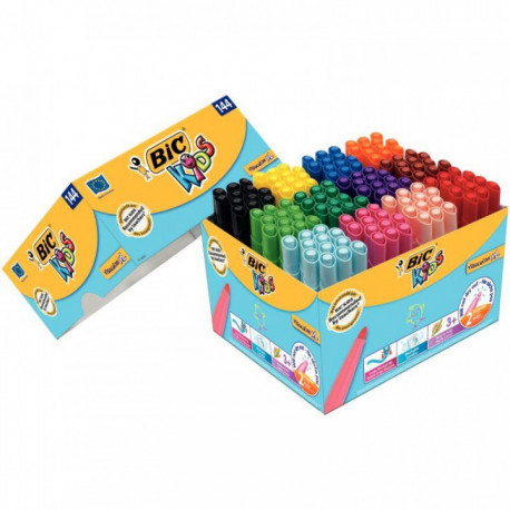 FEUTRES CLASS PACK 124 + 20 GRATUITS BIC KIDS VISACOLOR XL 54 % METIERE RECYCLEE NF DES 3 ANS