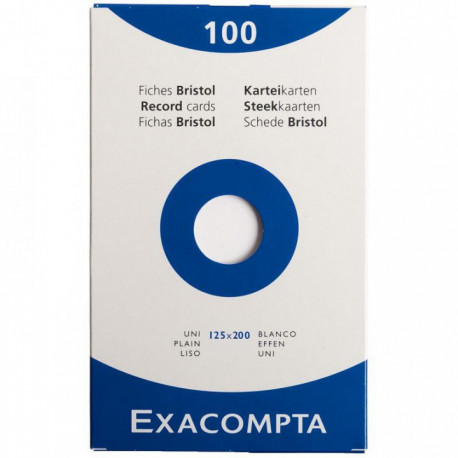 FICHE BRISTOL 125x200 UNI BLANC PQT 100