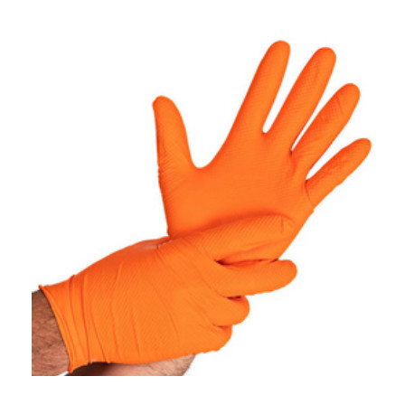 GANT NITRILE "POWER GRIP" NON POUDRÉ BTE50 ORANGE TAILLE L HYGOSTAR