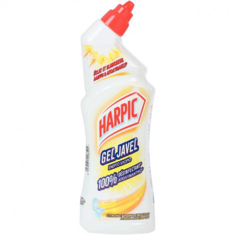 GEL WC JAVEL ÉCLAT BLANCHEUR HARPIC 750ML CITRON-PAMPLEMOUSSE DESODORISANT BIOCIDE BACTERICIDE FONGICIDE VIRUCIDE