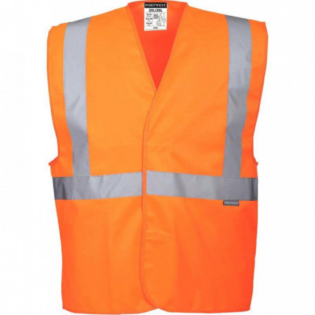 GILET HAUTE VISIBILITÉ ORANGE 100% POLYESTER BANDES RETROREFLECHISSANTES TAILLE L/XL OK DIRECTIVE EUROPEENNE CEE/89/686