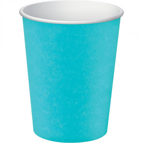 GOBELETS EN CARTON 20CL TURQUOISE PQT15 TEMP INF A 70° SANS PLASTIQUE RECYCLABLE FSC FAB France  