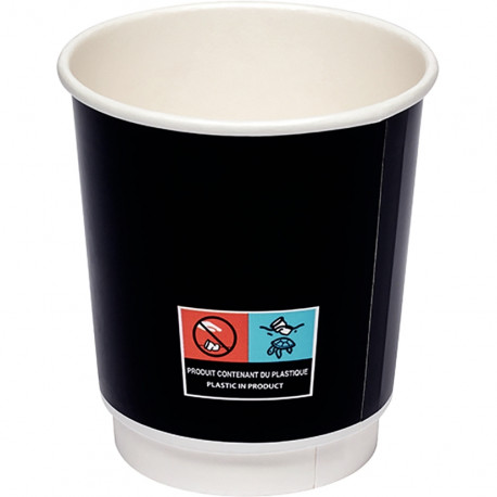 GOBELETS EN CARTON DOUBLE PAROIS NOIR 12 CL PQT20