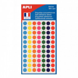 GOMMETTES ETUI DE 385 DISQUES ADHÉSIFS DIAM. 8 MM COLORIS ASSORTIS