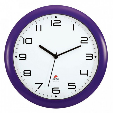 HORLOGE BLANCHE SILENCIEUSE DIAM. 30 HORNEW PRUNE Hauteur des chiffres 1.8cm.  pile LR06/AA (REF614339) non fournie.