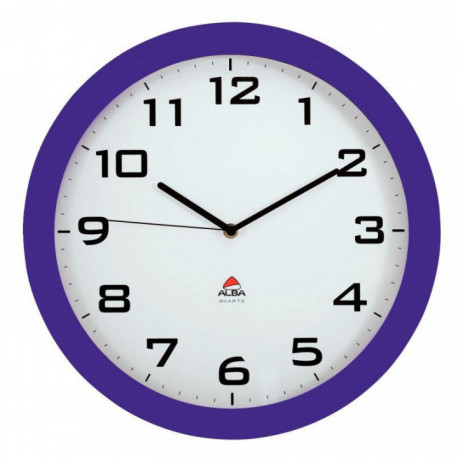 HORLOGE BLANCHE SILENCIEUSE DIAM. 38 HORNEW PRUNE  Hauteur des chiffres 1.8cm.  pile LR06/AA (REF614339) non fournie.