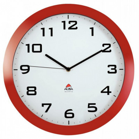HORLOGE BLANCHE SILENCIEUSE DIAM. 38 HORNEW ROUGE  Hauteur des chiffres 1.8cm.  pile LR06/AA (REF614339) non fournie.