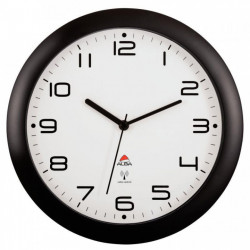 HORLOGE NOIRE MURALE Ø 30CM  RADIOPILOTÉE  1 pile LR06/AA non fournie. (REF614339) ALBA 