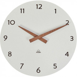HORLOGE Ø 30CM MILENA BLANC ET BOIS  Silencieuse et précise1 pile LR06/AA non fournie. (REF614339) ALBA HORMILENA BC