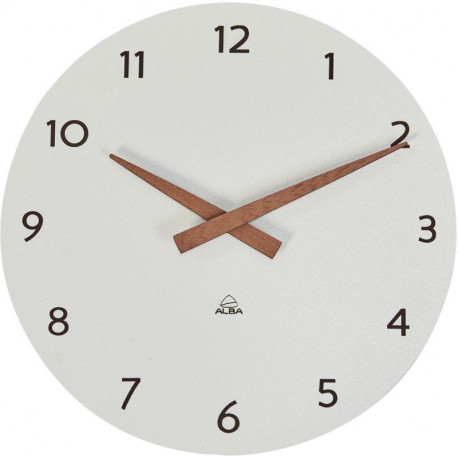 HORLOGE Ø 30CM MILENA BLANC ET BOIS  Silencieuse et précise1 pile LR06/AA non fournie. (REF614339) ALBA HORMILENA BC