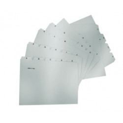 INDEX ALPHABETIQUE 25 ONGLETS GRIS POUR BOITE A FICHE A4 PAYSAGE