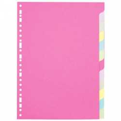 INTERCALAIRES CARTE FORTE A4 JEU 12 POSITIONS  COUL PASTEL