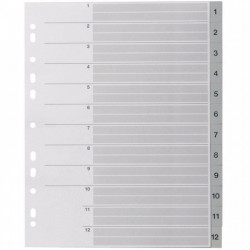 INTERCALAIRES NUMÉRIQUES PP 12T GRIS FORMAT A4+
