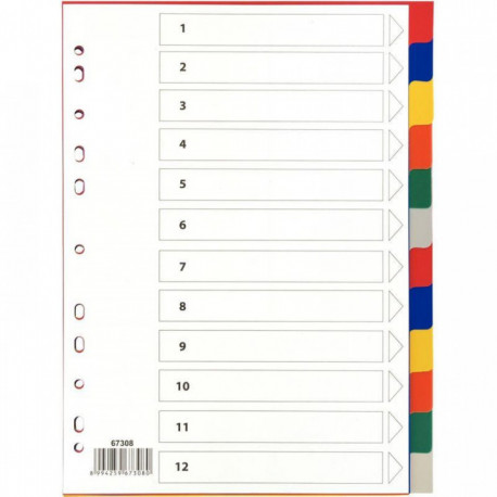 JEU 12 INTERCALAIRES POLYPRO À TOUCHES NEUTRES FORMAT 21X29,7 CM