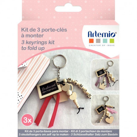 KIT 3 PORTE-CLES BOIS MAMAN