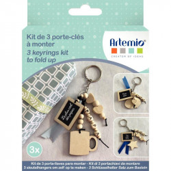KIT 3 PORTE-CLES BOIS PAPA