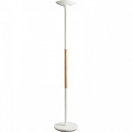LAMPADAIRE BLANC ET BOIS LED PRYSKA 37W, 5 539 lumens 40 000 H Variateur sur mât de 3 niveaux Dim socle : 34 cm. H. 180 cm UNILU