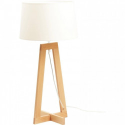LAMPE A POSER SACHA BOIS/BLC FAB France HT 45 cm, base 24x24 cm. Abat-jour en chintz, Ø 29 à 33 cm HT 20 cm. HT TOTAL : 68.5 cm.
